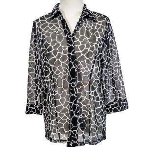 CHICO'S Black and White Women Blouse Size 1